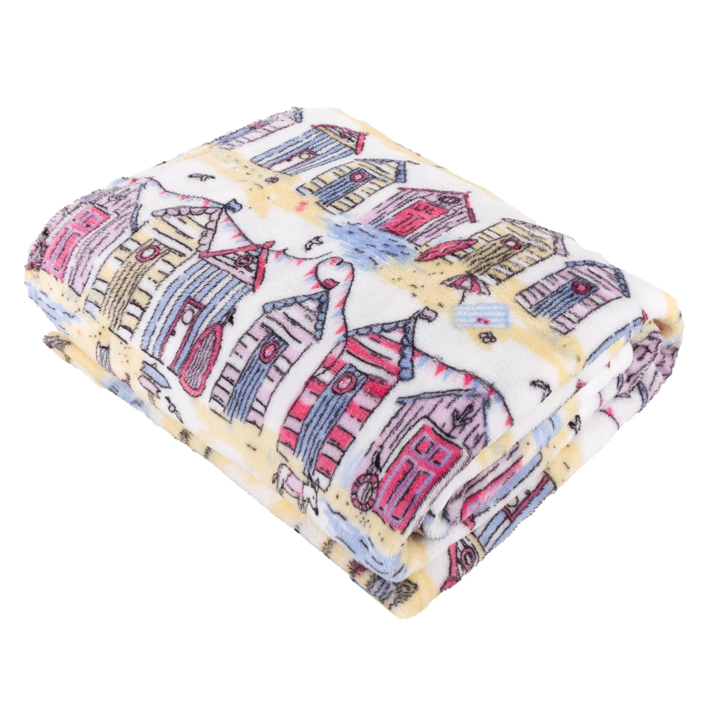 Furn (Riva Home) Bedspread/Throw BEACH HUTS FLEECE THROW MULTICOLOUR  by Furn