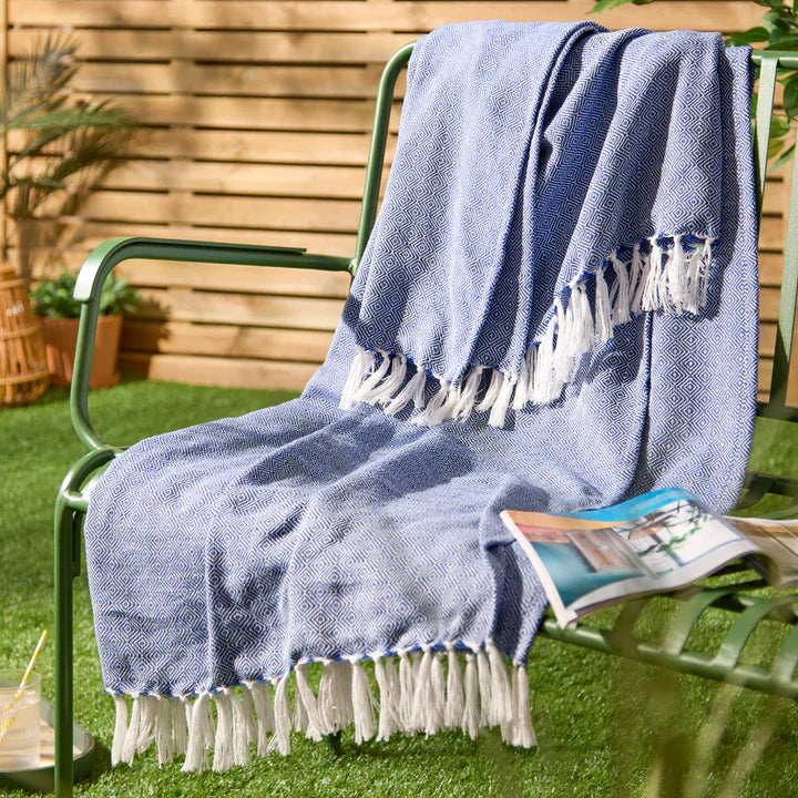 Furn (Riva Home) Bedspread/Throw cobalt DESSA WOVEN INDOOR/OUTDOOR THROW by furn