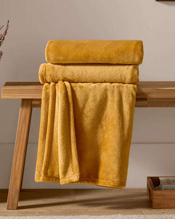 Harrow Fleece Throw Ochre by Furn