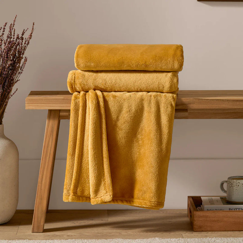 Harrow Fleece Throw Ochre by Furn