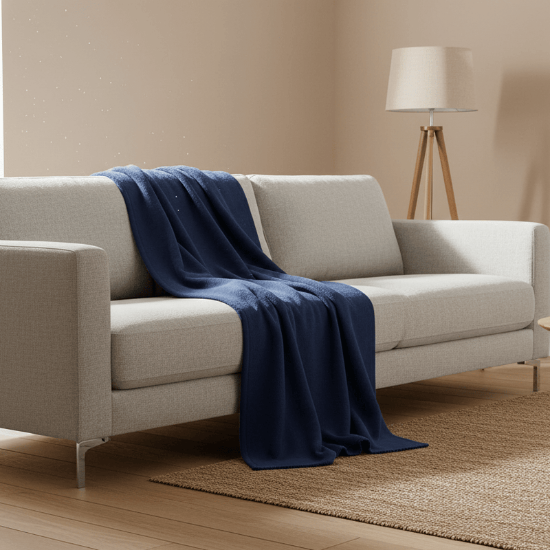 HAVEN PLAIN FLEECE THROW BLUE by furn