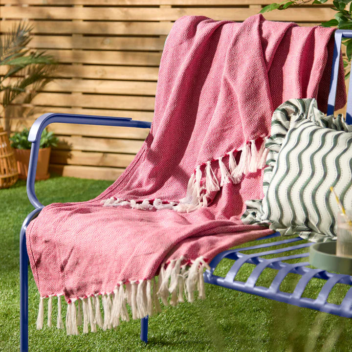 Furn (Riva Home) Bedspread/Throw Pink DESSA WOVEN INDOOR/OUTDOOR THROW by furn