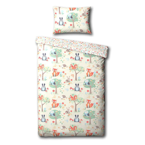 Woodland Animals Kids Duvet Cover Set Natural by little furn