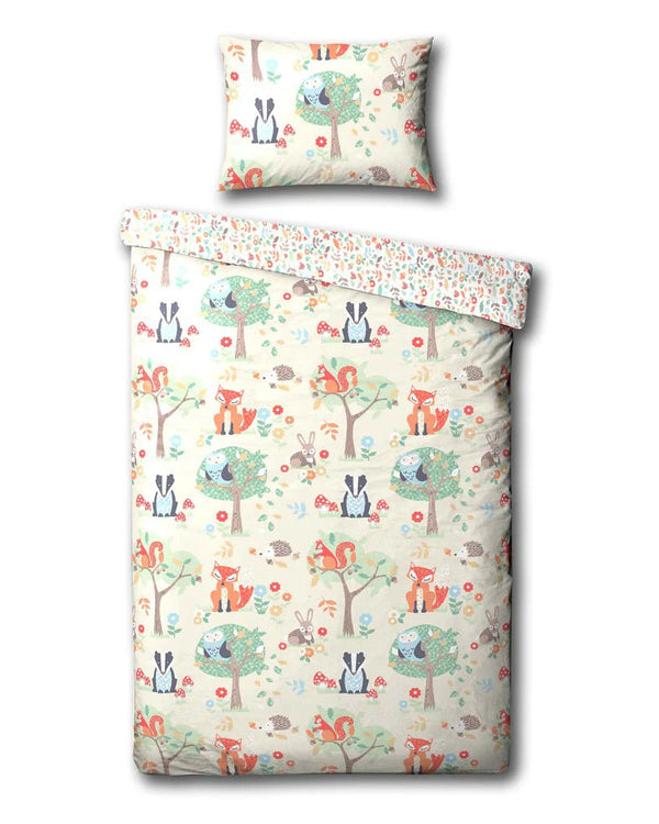 Woodland Animals Kids Duvet Cover Set Natural by little furn