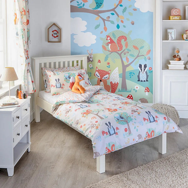 Woodland Animals Kids Duvet Cover Set Natural by little furn