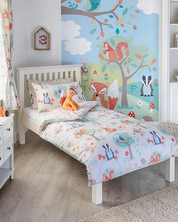 Woodland Animals Kids Duvet Cover Set Natural by little furn