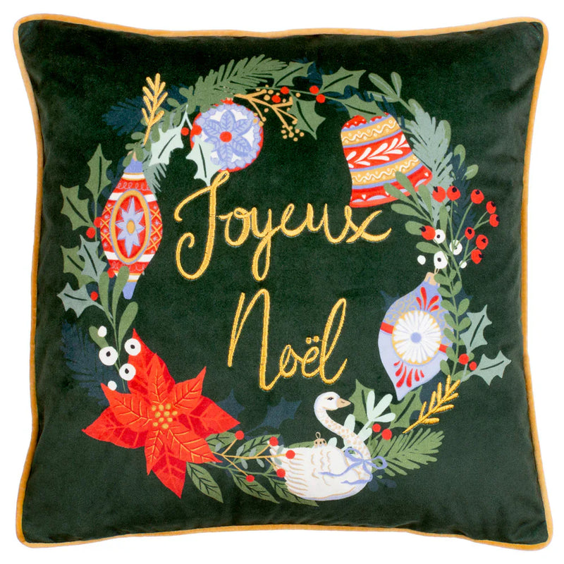 🎄 Deck The Halls Cushion – Pine Green  by Furn