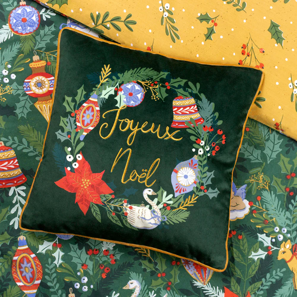 Furn (Riva Home) Christmas Decorations 🎄 Deck The Halls Cushion – Pine Green  by Furn