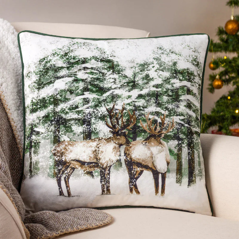 🦌 Reindeer Cushion – Green by Furn