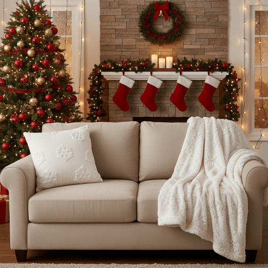 Furn (Riva Home) Christmas Decorations ❄️ Snowflakes Faux Fur Cushion – Snow White by Furn
