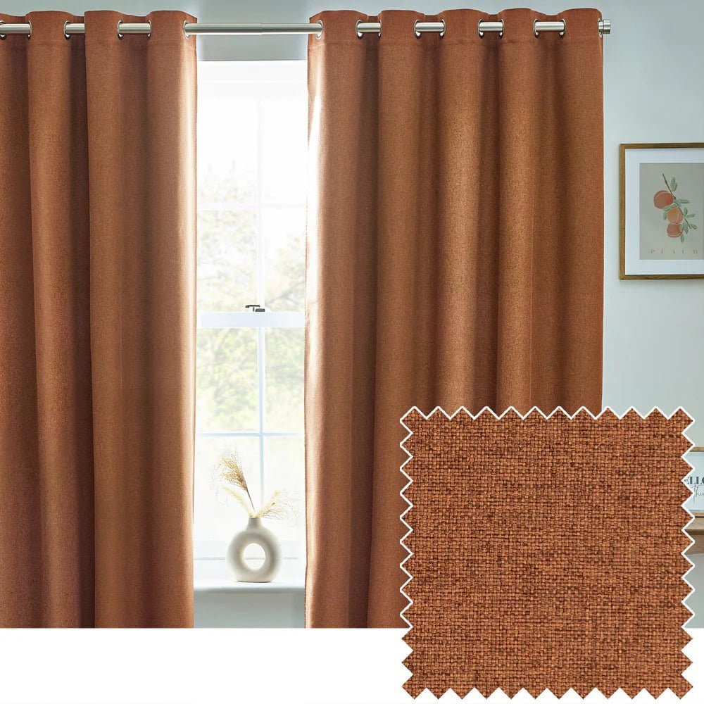 furn (Riva Home) Curtains Brick / 90in x 72in (229cm x 183cm) Dawn 100% Blackout Thermal Eyelet Curtains (7 colours to choose from)