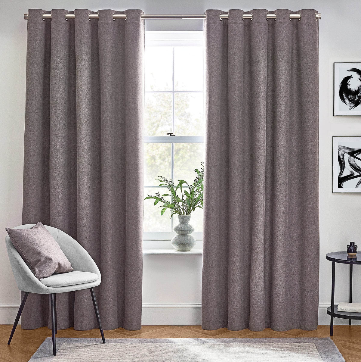 Furn (Riva Home) Curtains Charcoal / Grommet/eyelet / 90in x 72in (229cm x 183cm) DAWN TEXTURED BLACKOUT EYELET OR PENCIL PLEAT CURTAINS by furn