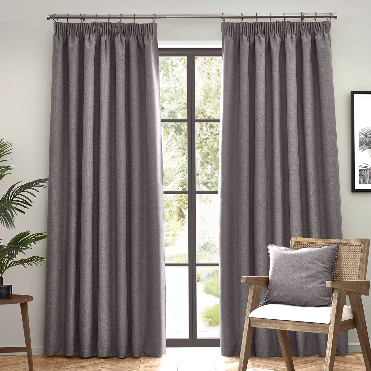 Furn (Riva Home) Curtains Charcoal / Pencil pleat / 90in x 72in (229cm x 183cm) DAWN TEXTURED BLACKOUT EYELET OR PENCIL PLEAT CURTAINS by furn