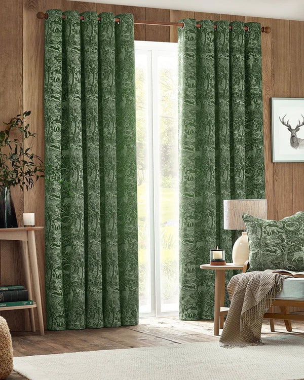 furn. Winter Woods Animal Chenille Eyelet Curtains by furn (4 colours to choose from)