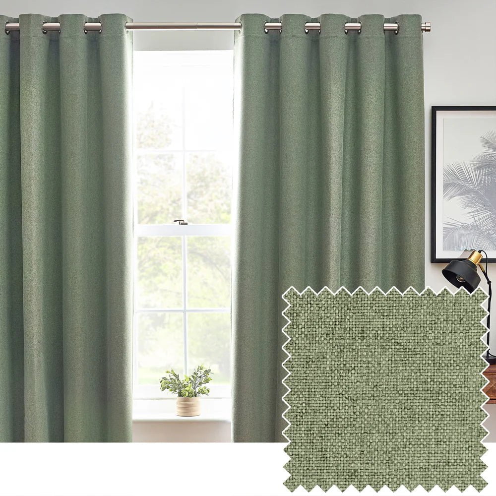 furn (Riva Home) Curtains Eucalyptus / 90in x 72in (229cm x 183cm) Dawn 100% Blackout Thermal Eyelet Curtains (7 colours to choose from)