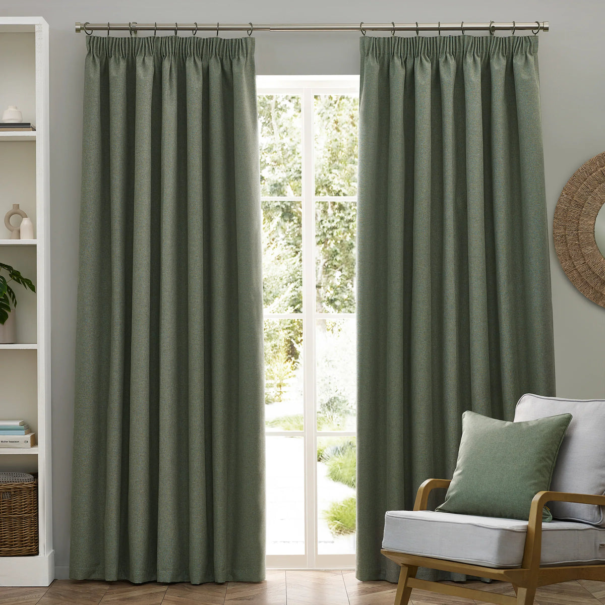 Furn (Riva Home) Curtains Eucalyptus / Pencil pleat / 90in x 72in (229cm x 183cm) DAWN TEXTURED BLACKOUT EYELET OR PENCIL PLEAT CURTAINS by furn
