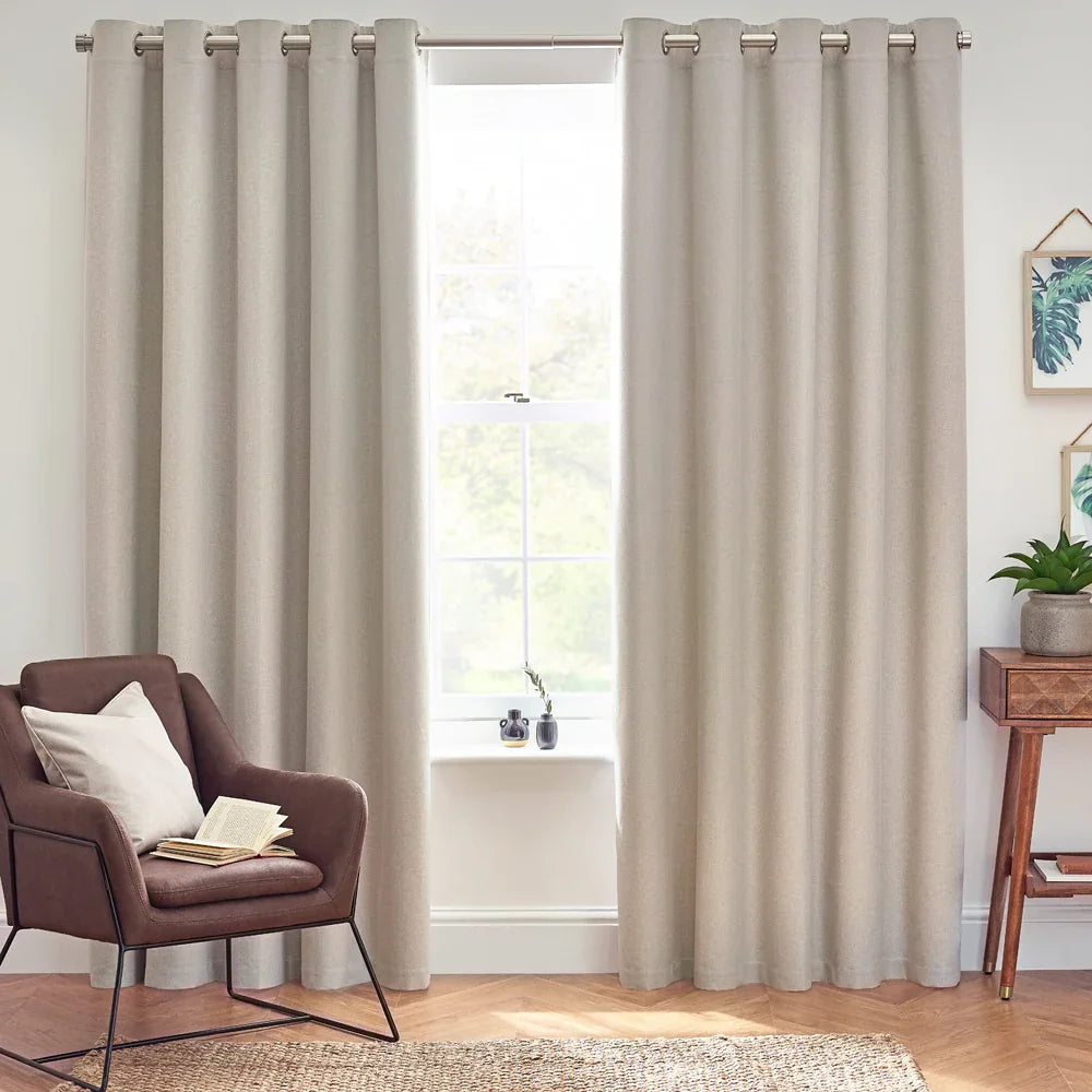 Furn (Riva Home) Curtains Linen / Grommet/eyelet / 90in x 72in (229cm x 183cm) DAWN TEXTURED BLACKOUT EYELET OR PENCIL PLEAT CURTAINS by furn