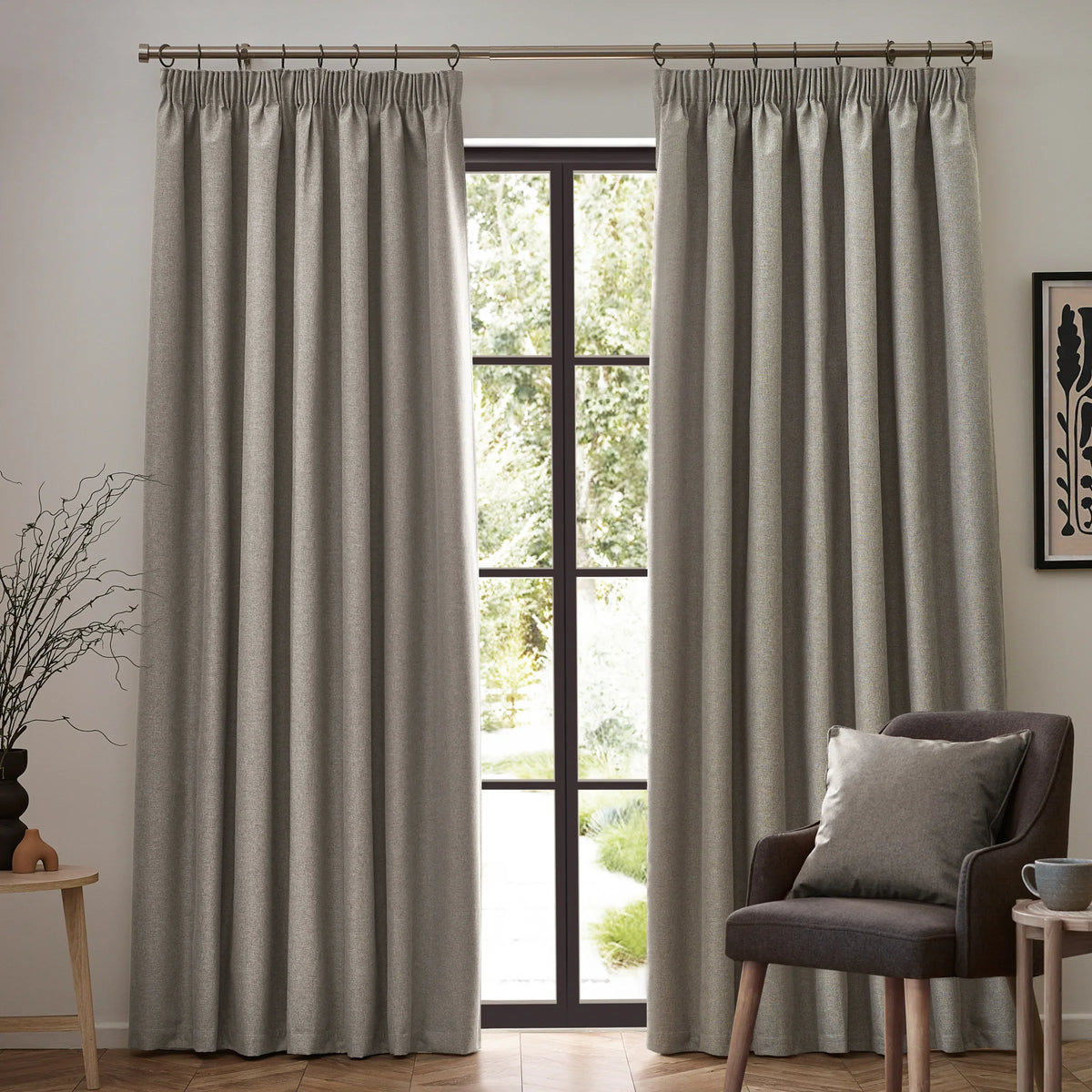 Furn (Riva Home) Curtains Linen / Pencil pleat / 90in x 72in (229cm x 183cm) DAWN TEXTURED BLACKOUT EYELET OR PENCIL PLEAT CURTAINS by furn