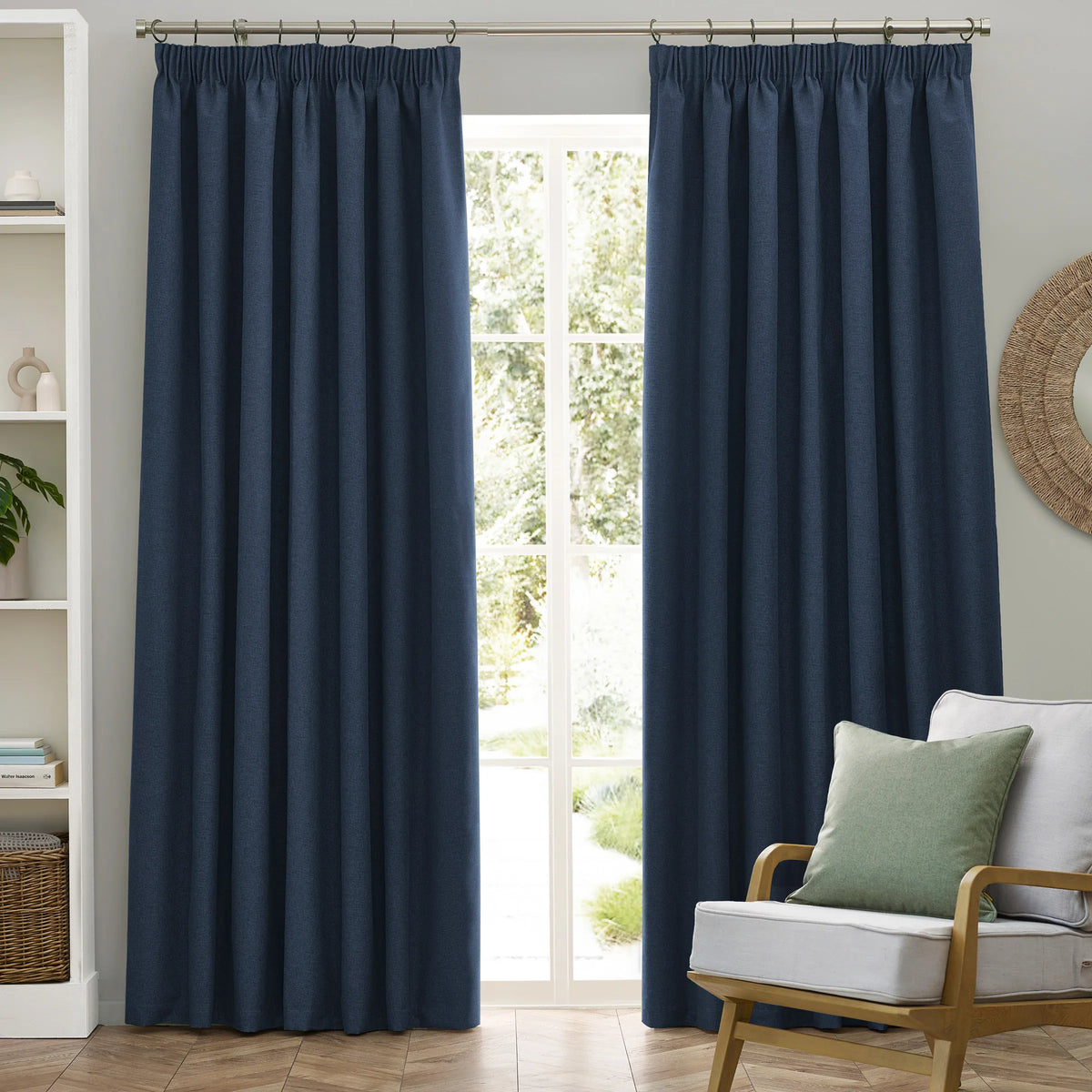 Furn (Riva Home) Curtains Midnight / Pencil pleat / 90in x 72in (229cm x 183cm) DAWN TEXTURED BLACKOUT EYELET OR PENCIL PLEAT CURTAINS by furn