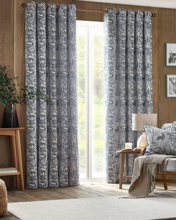 furn. Winter Woods Animal Chenille Eyelet Curtains by furn (4 colours to choose from)