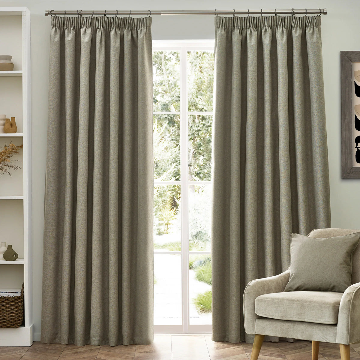 Furn (Riva Home) Curtains Natural / Pencil pleat / 90in x 72in (229cm x 183cm) DAWN TEXTURED BLACKOUT EYELET OR PENCIL PLEAT CURTAINS by furn