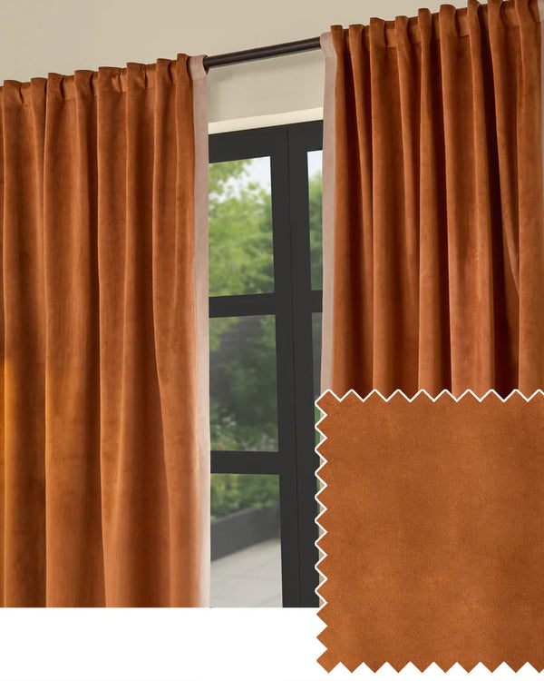 AUDLEY FULLY LINED MATT VELOUR TAB TOP CURTAINS by MADE