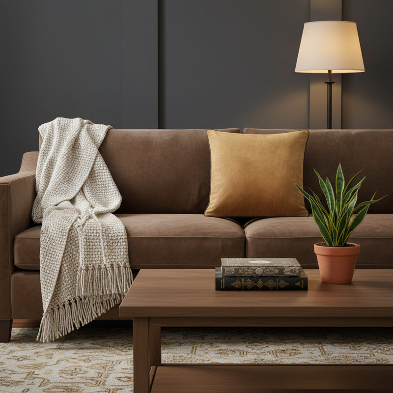 Meridian Velvet Feather Filled Cushion Caramel/Chocolate by Furn