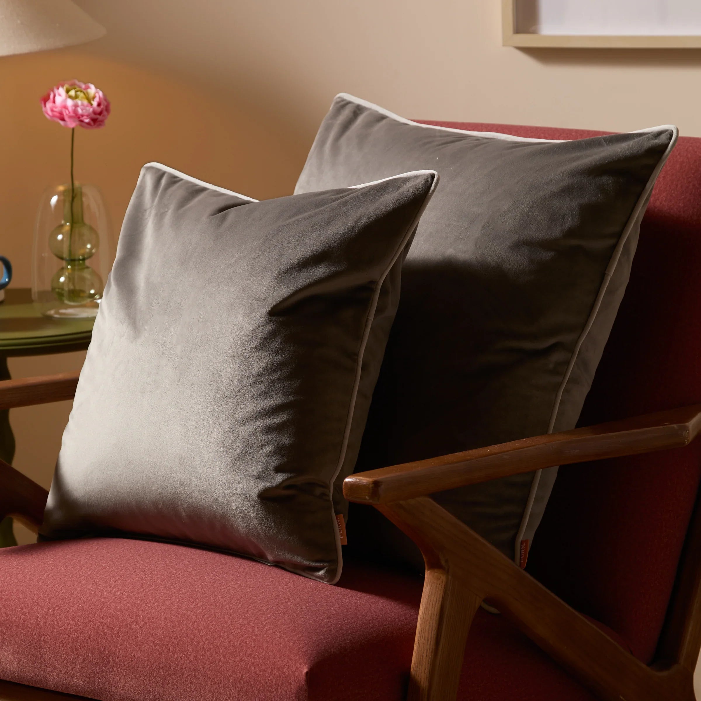 Furn (Riva Home) Cushions Charcoal Dove / 45x45cm Meridian Velvet Feather Filled Cushion Dove/Charcoal by Furn
