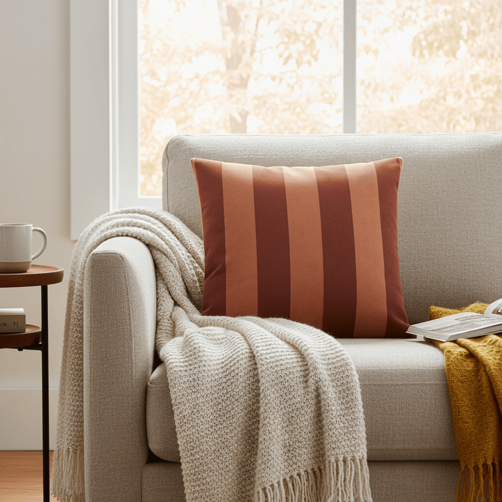 Furn (Riva Home) Cushions Chocolate / Caramel THE ULTIMATE STRIPE JACQUARD CUSHION by Furn