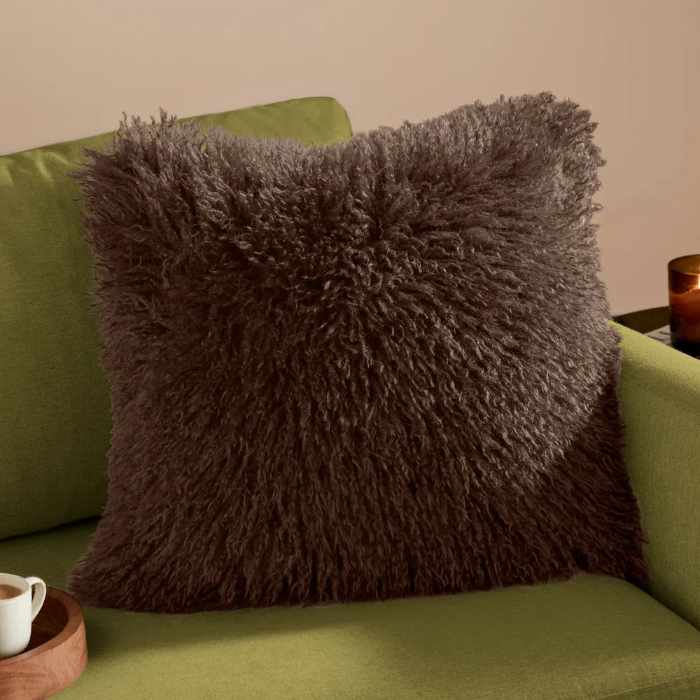 Furn (Riva Home) Cushions Chocolate ROWAN FAUX FUR FEATHER FILLED CUSHION by Furn