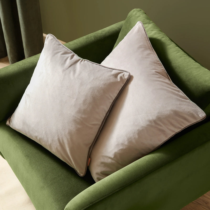 MERIDIAN VELVET FEATHER FILLED Dove / Charcoal CUSHION by Furn