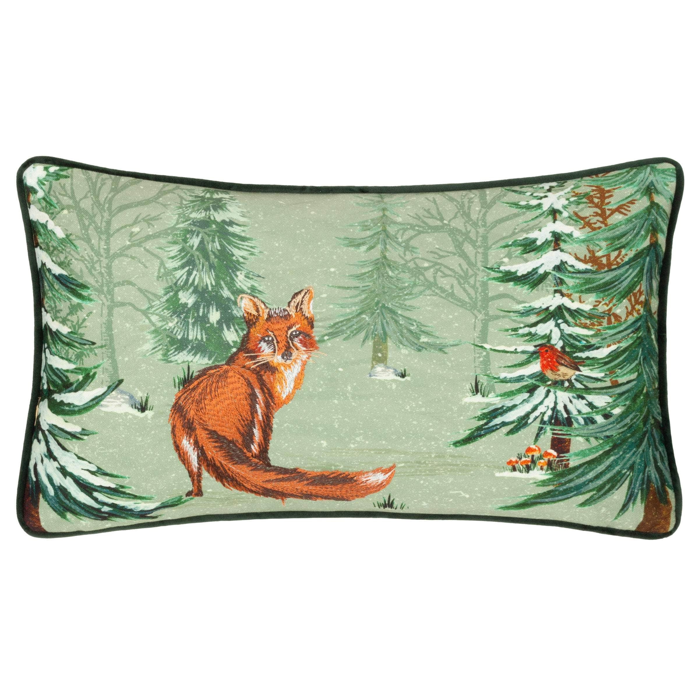 furn (Riva Home) Cushions furn. Lodge Wood Fox Embroidered Cushion Oak Green