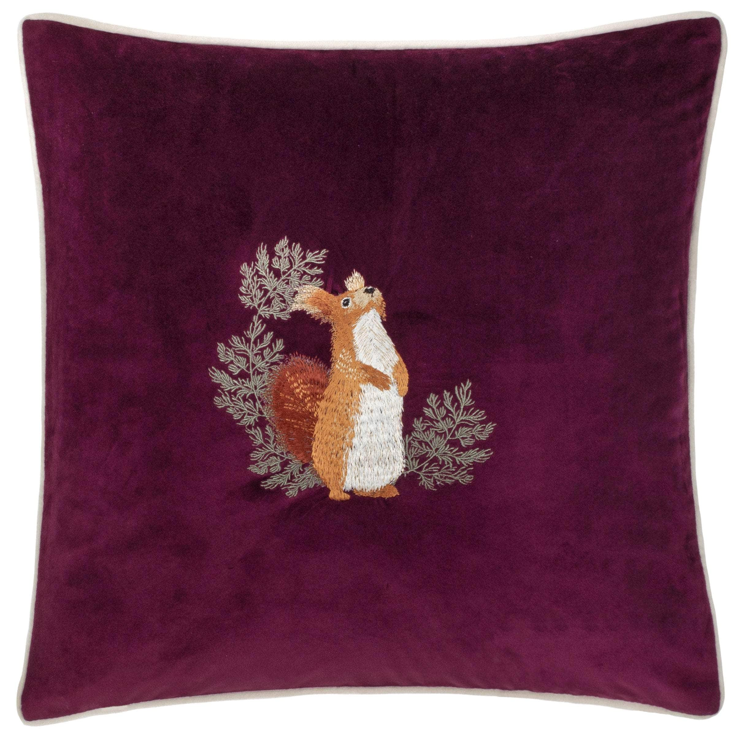 furn (Riva Home) Cushions furn. Pineberry Forest Embroidered Velvet Cushion Plum