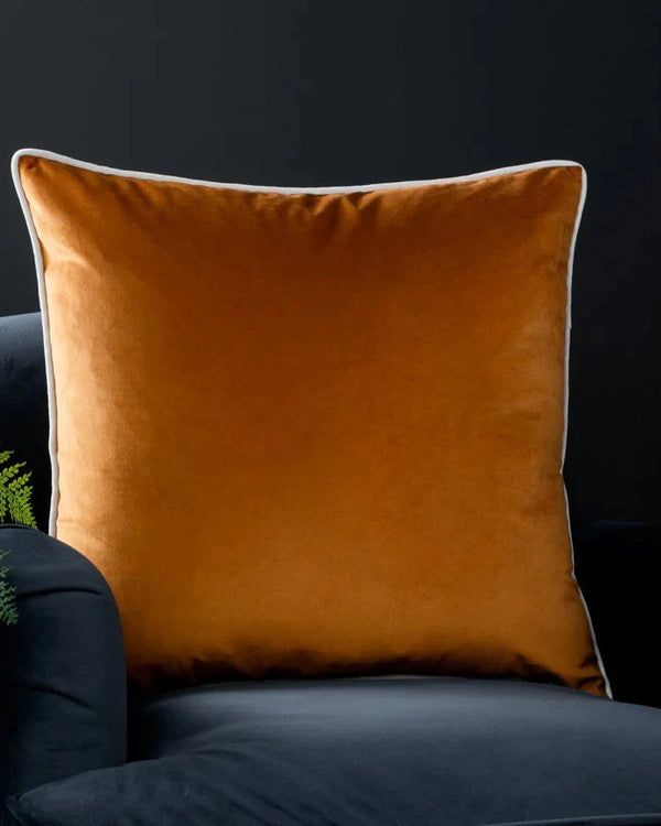 Meridian Velvet Feather Filled Cushion Ginger/Ecru by Furn