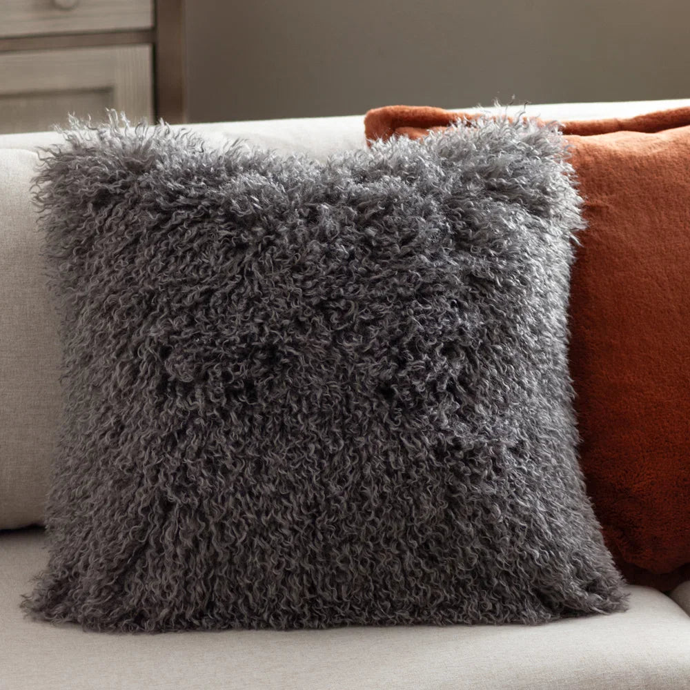 Furn (Riva Home) Cushions Grey ROWAN FAUX FUR FEATHER FILLED CUSHION by Furn
