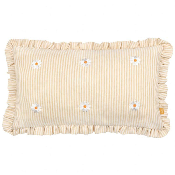 LES FLEURS EMBROIDERED RUFFLE CUSHION DAISIES by Furn