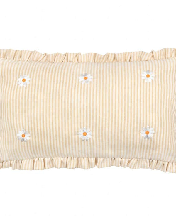 LES FLEURS EMBROIDERED RUFFLE CUSHION DAISIES by Furn