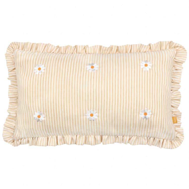 LES FLEURS EMBROIDERED RUFFLE CUSHION DAISIES by Furn