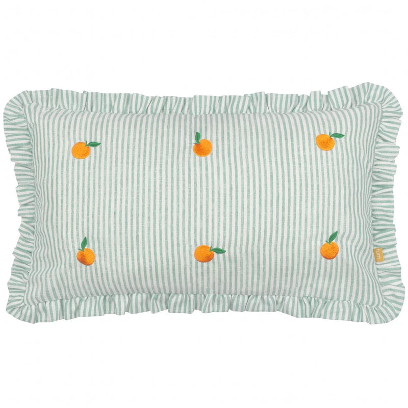 Les Fruites Embroidered Ruffle Cushion Orange by Furn