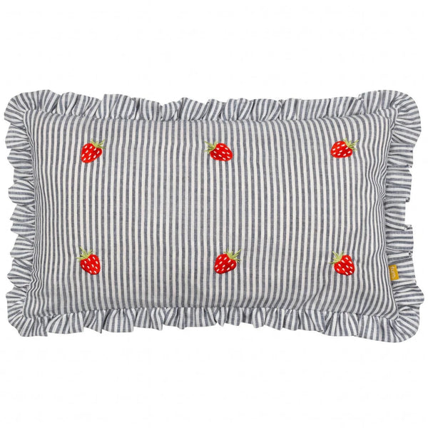 Les Fruites Embroidered Ruffle Cushion Strawberries by Furn