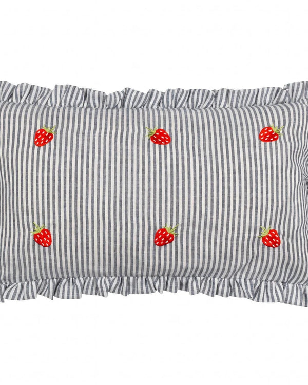 Les Fruites Embroidered Ruffle Cushion Strawberries by Furn