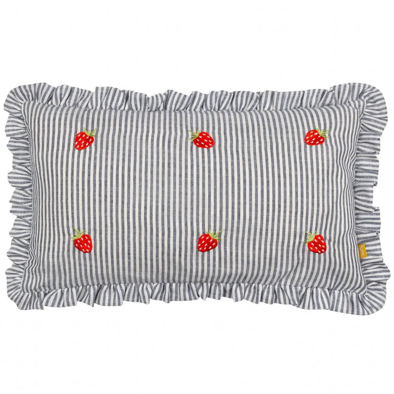Les Fruites Embroidered Ruffle Cushion Strawberries by Furn