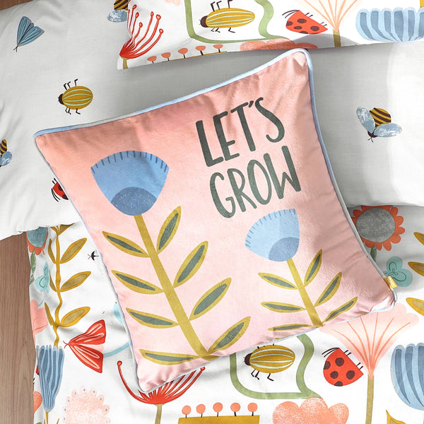 little furn. Let's Grow Piped Velvet Rich Feather Filled Cushion in Pink
