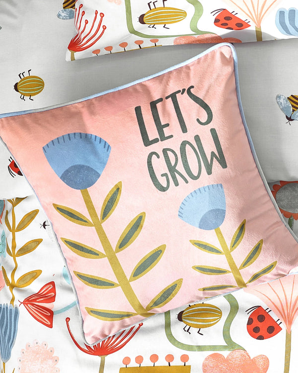 little furn. Let's Grow Piped Velvet Rich Feather Filled Cushion in Pink