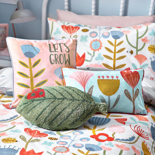 little furn. Let's Grow Piped Velvet Rich Feather Filled Cushion in Pink