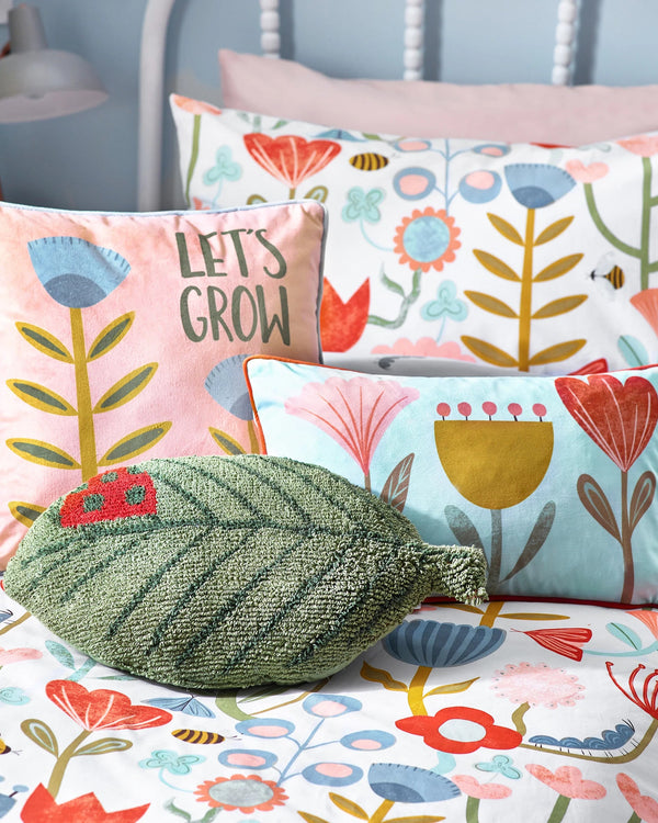 little furn. Let's Grow Piped Velvet Rich Feather Filled Cushion in Pink