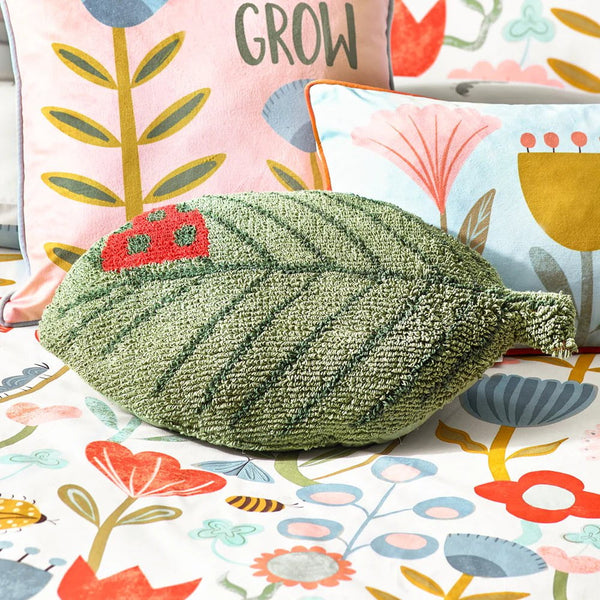 little furn. Little Nature Leaf Knitted Kids Cushion in Green