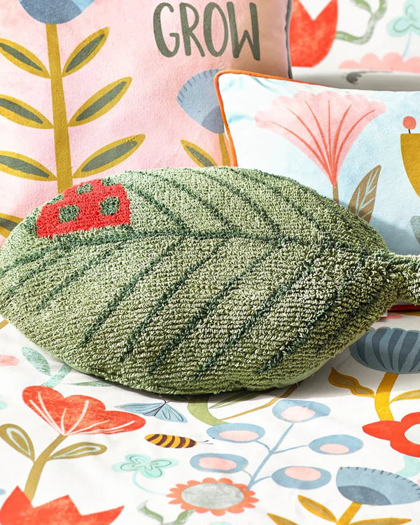 little furn. Little Nature Leaf Knitted Kids Cushion in Green