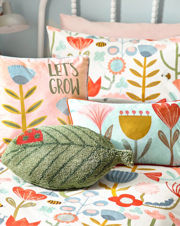 little furn. Little Nature Leaf Knitted Kids Cushion in Green