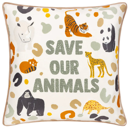 furn (Riva Home) Cushions little furn. Wildlife Save Our Animals Piped Cushion Multicolour